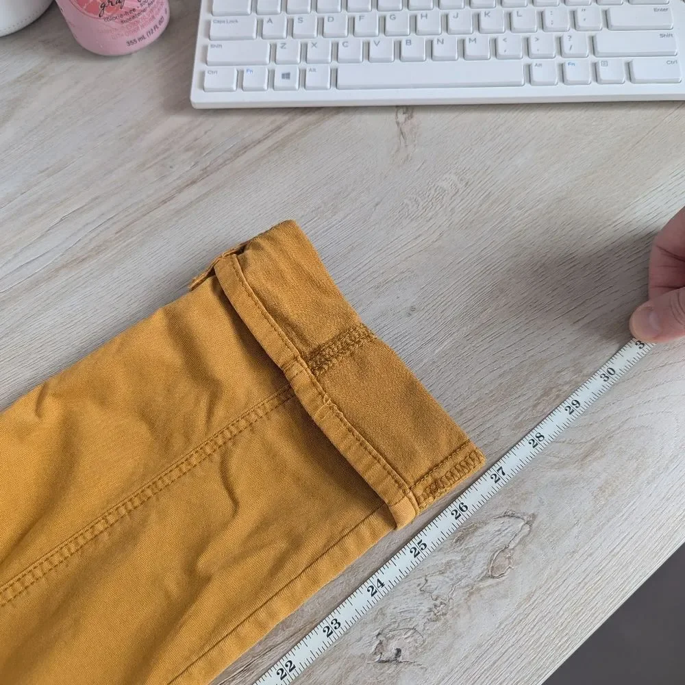 WHBM Soft Chino Ankle Pants Women's 4 Long Mustard Yellow